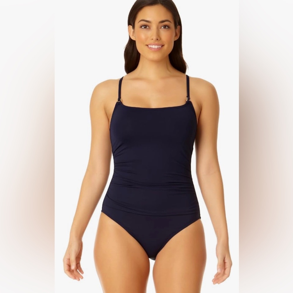Anne Cole Womens Shirred One Piece Swimsuit